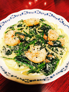 ほうれん草とエビのクリームパスタ-レシピのメイン写真