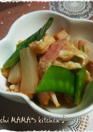 めんつゆで♪ ベーコンと絹さや煮-レシピのメイン写真