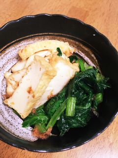 白だしで簡単!厚揚げと小松菜の炒め煮-レシピのメイン写真