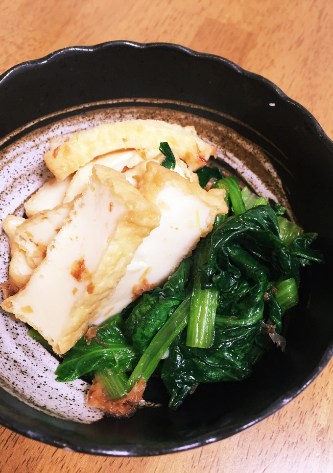 白だしで簡単！厚揚げと小松菜の炒め煮-レシピのメイン写真