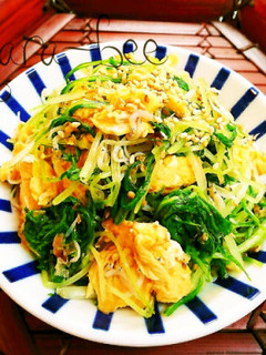 ふんわり卵と水菜の胡麻ジャコおかか和え-レシピのメイン写真