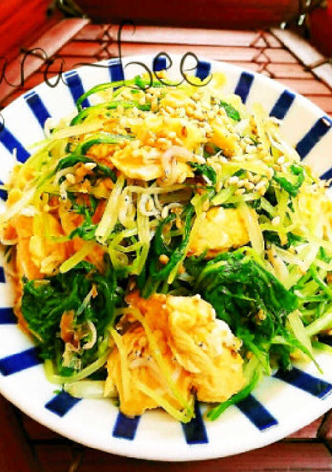 ふんわり卵と水菜の胡麻ジャコおかか和え-レシピのメイン写真