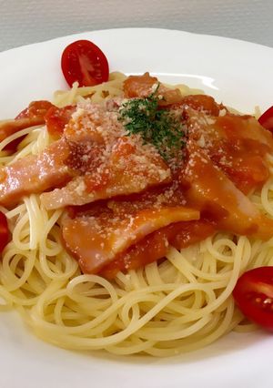 サッパリトマトとベーコンのパスタ 10分-レシピのメイン写真