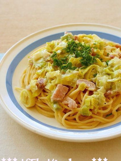 とろとろネギとベーコンのクリームパスタ-レシピのメイン写真