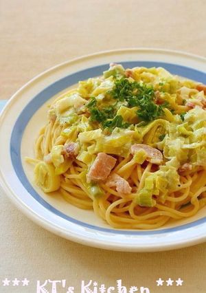 とろとろネギとベーコンのクリームパスタ-レシピのメイン写真