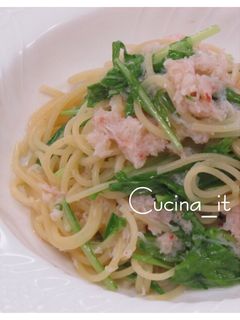 カニと水菜のスパゲッティ-レシピのメイン写真