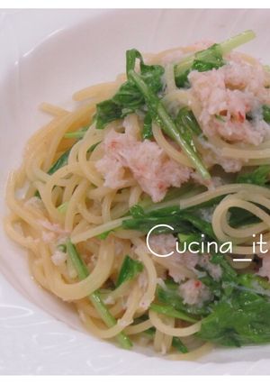 カニと水菜のスパゲッティ-レシピのメイン写真