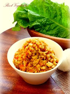 鶏ひき肉と根菜のカレー味噌そぼろ-レシピのメイン写真