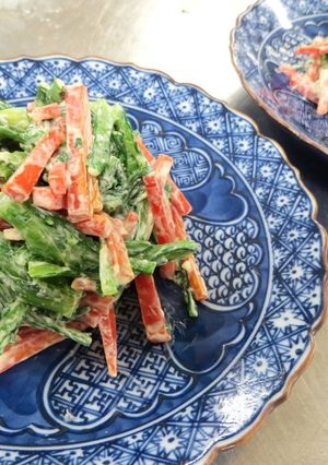 菊菜と金時にんじんのチーズ白和え-レシピのメイン写真