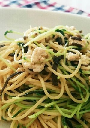 豆苗と塩昆布の和風パスタ☆-レシピのメイン写真