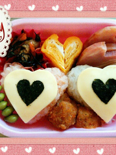 キャラ弁 ハート おにぎり バレンタイン-レシピのメイン写真