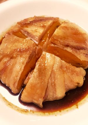 かぼちゃ団子の豚バラ包み焼き-レシピのメイン写真