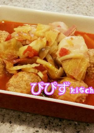 とろキャベ美味い♪トマト煮ハンバーグ♪-レシピのメイン写真