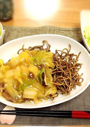 余った具材で♩ヘルシー蕎麦のかた焼きそば-レシピのメイン写真