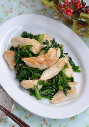 鶏むね肉とほうれん草の味噌炒め【作りおき-レシピのメイン写真