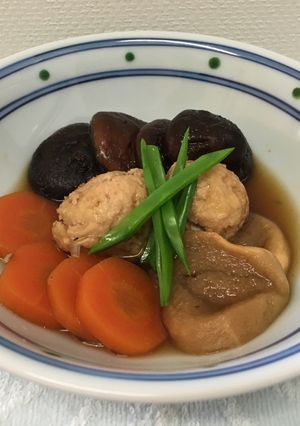 麺つゆで作る鶏団子と椎茸の煮物 20分-レシピのメイン写真