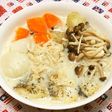 揚げ鱈とキノコの豆乳スープ