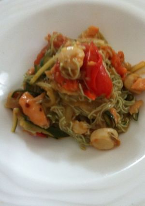 サーモンとホタテのトマトパスタ-レシピのメイン写真