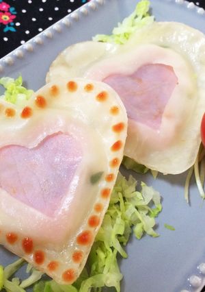 簡単！重ねるだけ！ハートのハムチー餃子-レシピのメイン写真