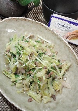 キャベツと水菜のアンチョビガーリック炒め-レシピのメイン写真