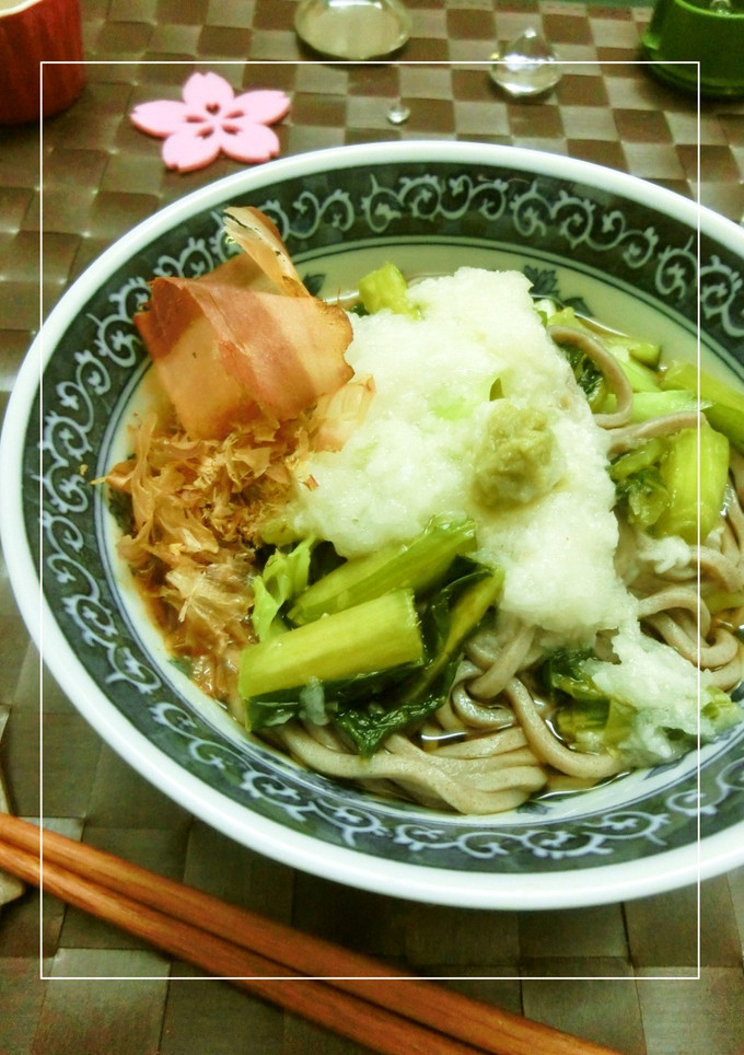 野沢菜とろろそば。　わさびを添えて。-レシピのメイン写真