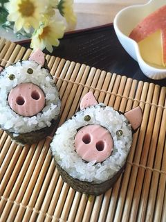 ブタさんのキャラ巻き寿司-レシピのメイン写真