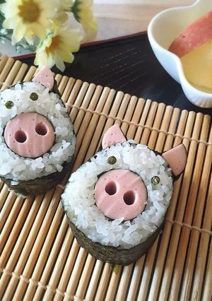 ブタさんのキャラ巻き寿司-レシピのメイン写真