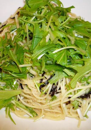 明太子・水菜・塩昆布のあっさりサラスパ-レシピのメイン写真
