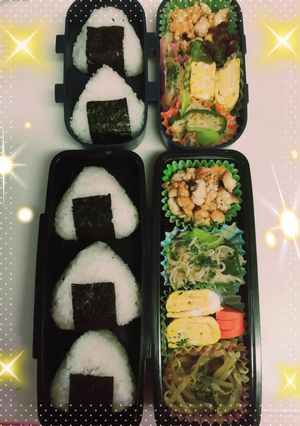 小学生の娘作品、パパ、弟弁当-レシピのメイン写真