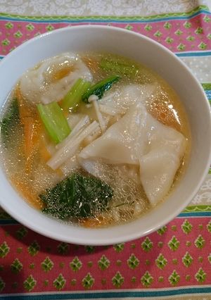 えびがプリっ♪皮がモチモチワンタンスープ-レシピのメイン写真