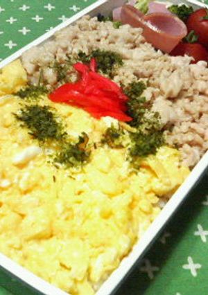 簡単２色そぼろ弁当☆食べ盛り高校生用♪♪-レシピのメイン写真