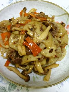 蓮根と牛肉のきのこ炒め煮-レシピのメイン写真
