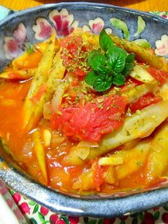 レンジで簡単♪ゴボウのトマト煮込み-レシピのメイン写真