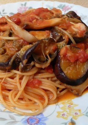 ナスとトマトとモッツァレラチーズのパスタ-レシピのメイン写真
