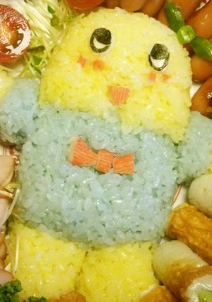 キャラ弁：デコフリ（青＆黄）でふなっしー-レシピのメイン写真