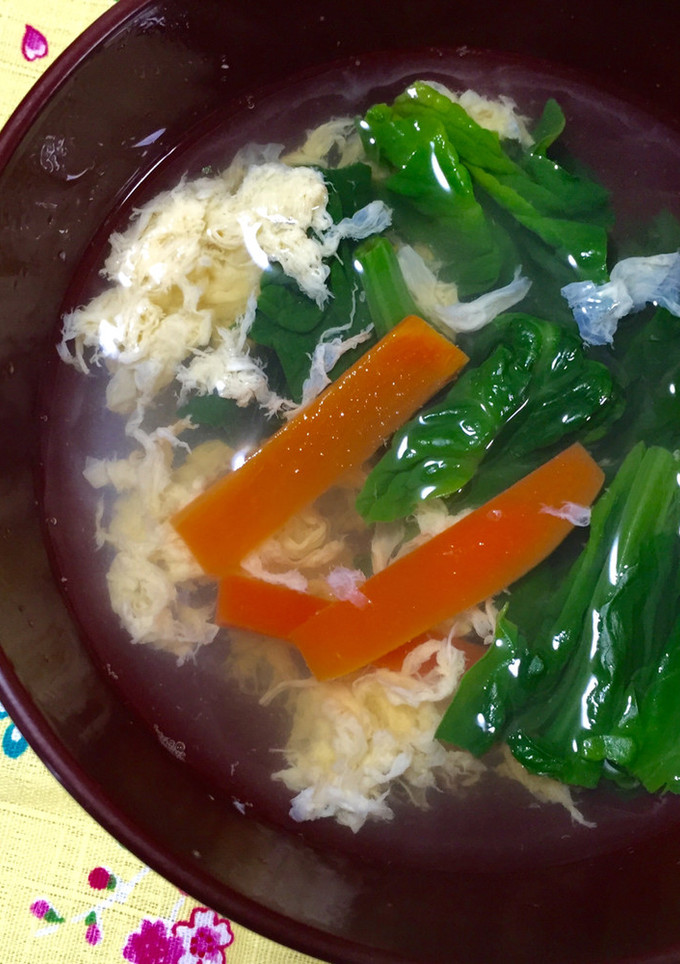 簡単♬ほうれん草・にんじん・卵のお吸い物-レシピのメイン写真