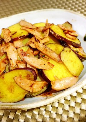 さつまいも＆魚肉ソーセージのオイマヨ炒め-レシピのメイン写真