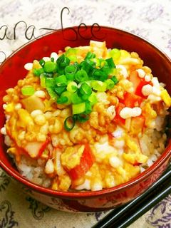 3分でずぼら丼♡ハマる!カニ玉天丼-レシピのメイン写真