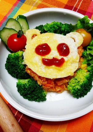 【食パン用抜き型】クマさんオムライス-レシピのメイン写真