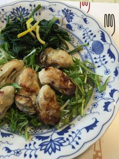 簡単 牡蠣のバター焼き水菜添え-レシピのメイン写真