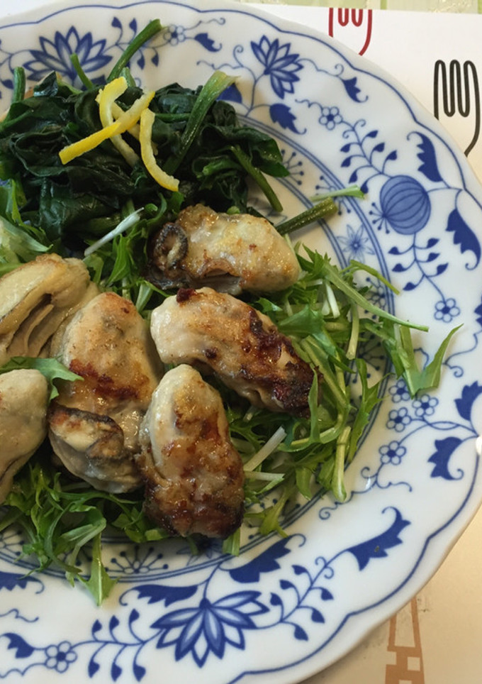 簡単 牡蠣のバター焼き水菜添え-レシピのメイン写真