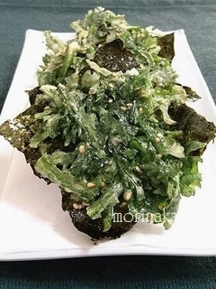 焼き海苔にのせて揚げる!春菊のかき揚げ-レシピのメイン写真