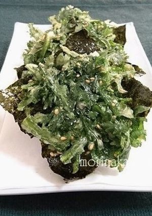 焼き海苔にのせて揚げる！春菊のかき揚げ-レシピのメイン写真