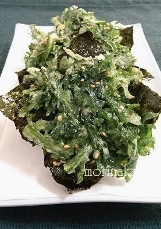 焼き海苔にのせて揚げる！春菊のかき揚げ-レシピのメイン写真