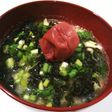 炒め野菜と豆腐の梅干し焼き海苔のせ味噌汁