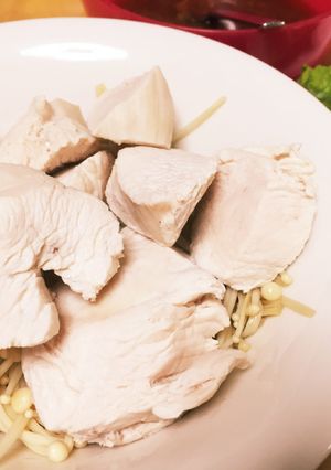 簡単!蒸し鶏の梅ポンソース-レシピのメイン写真