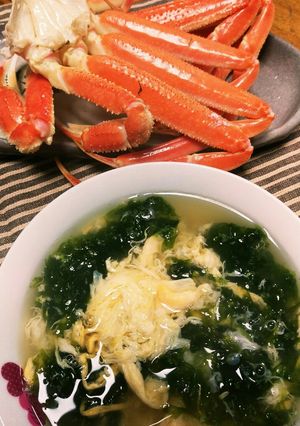 カニの茹で汁を使ってかき玉汁♪-レシピのメイン写真