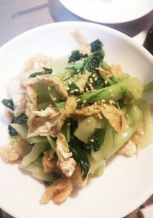 チンゲン菜と油揚げの簡単炒め-レシピのメイン写真