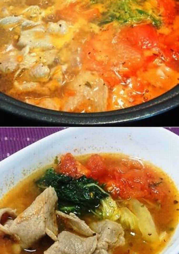 簡単♪豚肉と白菜のトマトスープ鍋-レシピのメイン写真