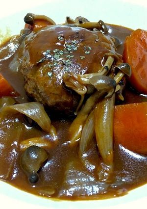人参タマネギたっぷり煮込みハンバーグ-レシピのメイン写真